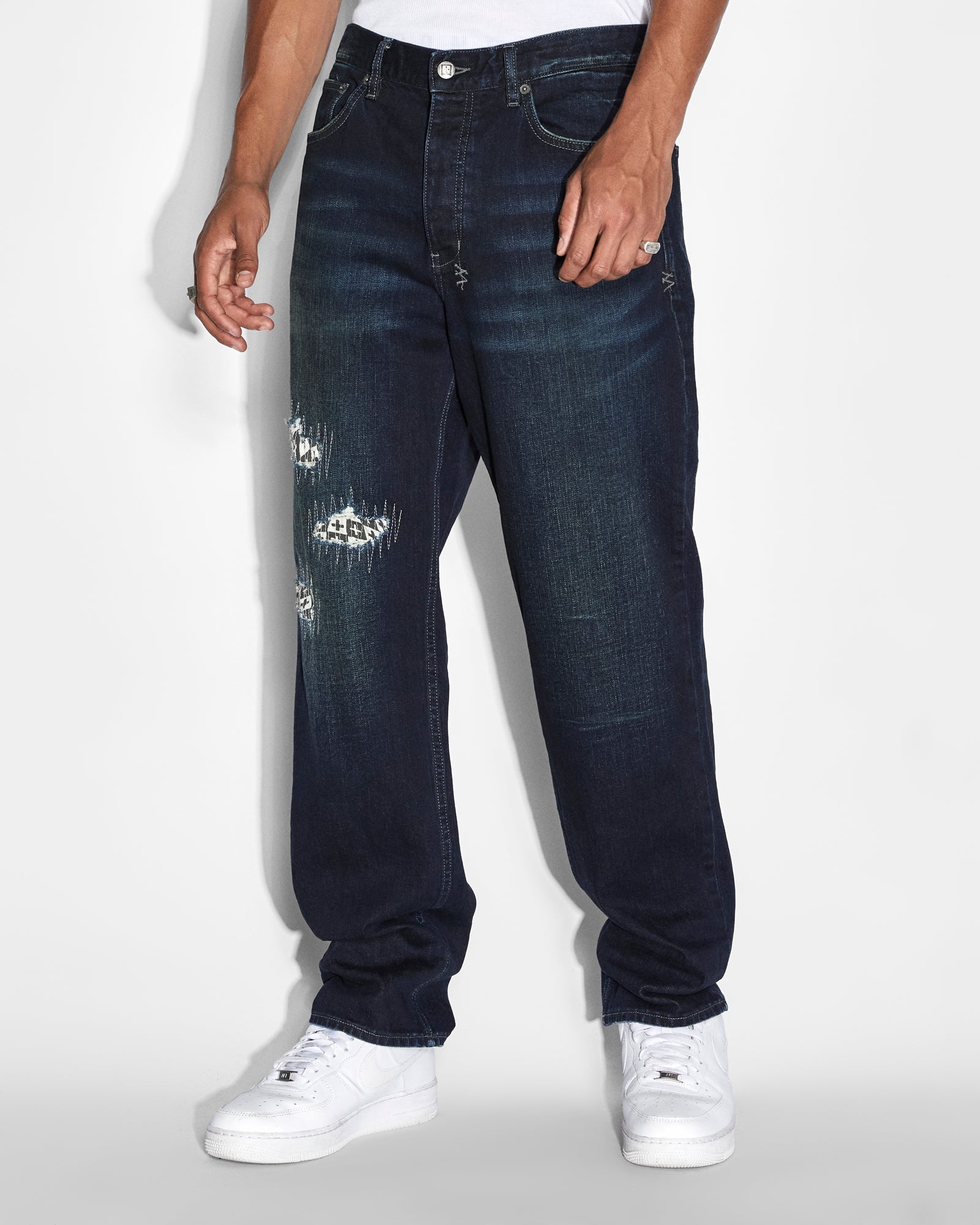 MENS  ANTI K CHECK OUT RELAXED DENIM JEANS