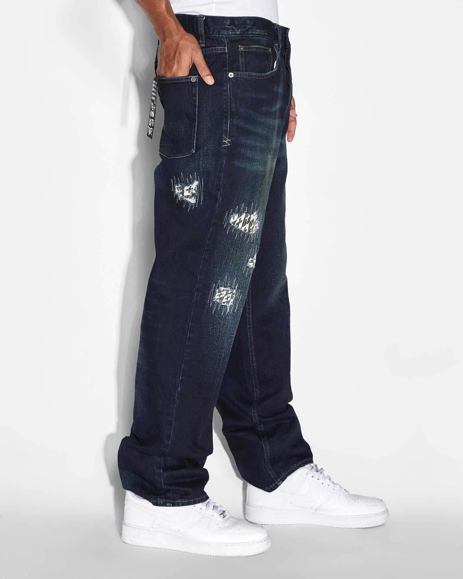 MENS  ANTI K CHECK OUT RELAXED DENIM JEANS