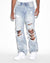MENS  ANTI K PUNK BLUE SHRED RELAXED DENIM JEANS