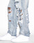 MENS  ANTI K PUNK BLUE SHRED RELAXED DENIM JEANS
