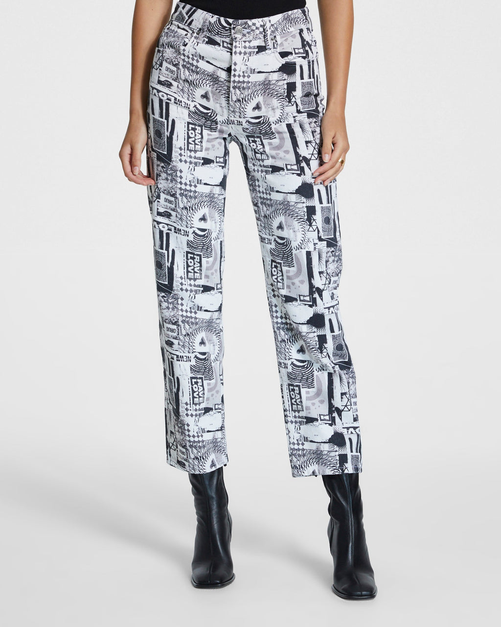 WOMENS BROOKLYN JEAN PURE LOVE B&W DENIM JEANS