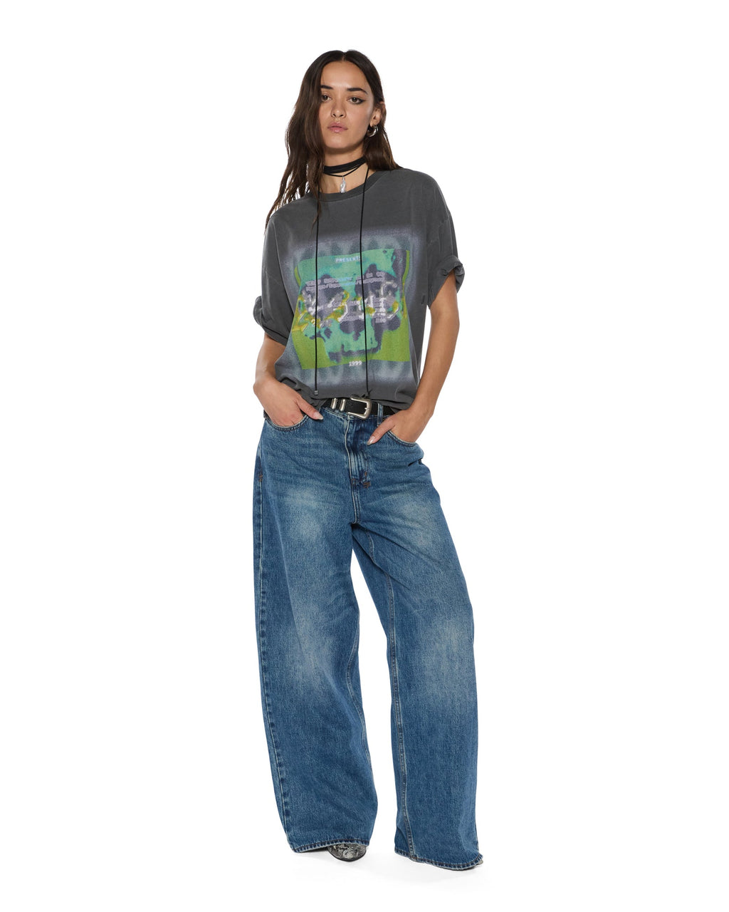 WOMENS KSUPER AGED DENIM JEANS