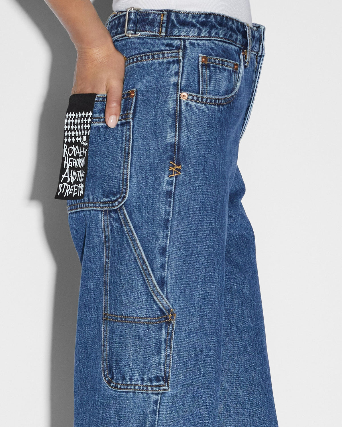 Womens Low Rider Carpenter Moody Baggy Denim Jeans - Denim