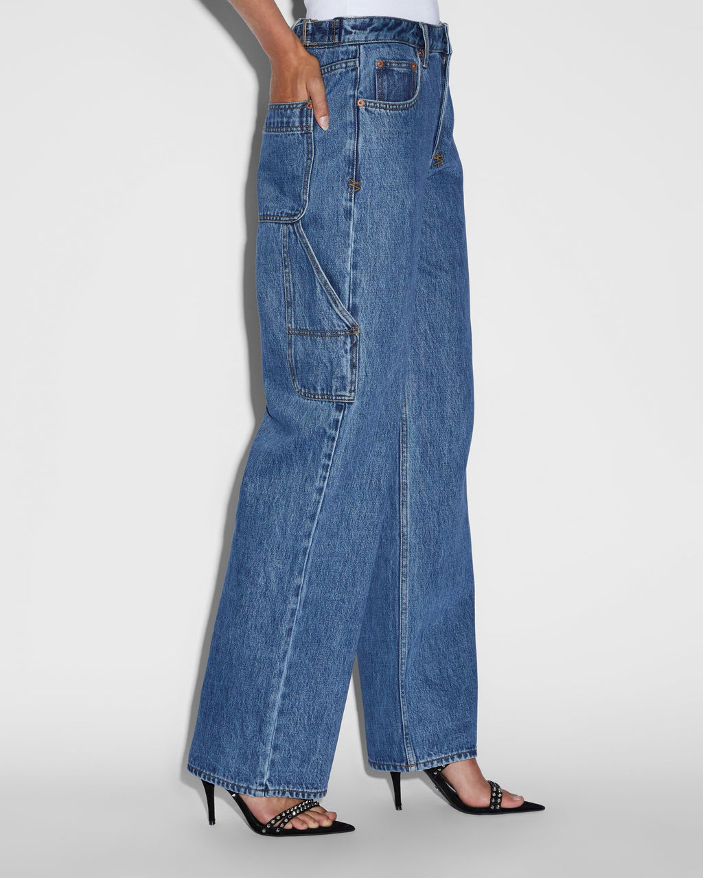Womens Low Rider Carpenter Moody Baggy Denim Jeans - Denim