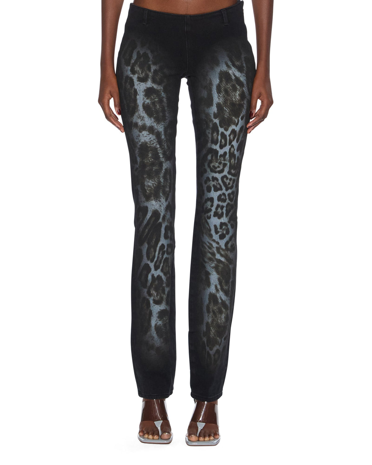 WOMENS MOWALOLA JEAN BLACK CHEETAH DENIM JEANS