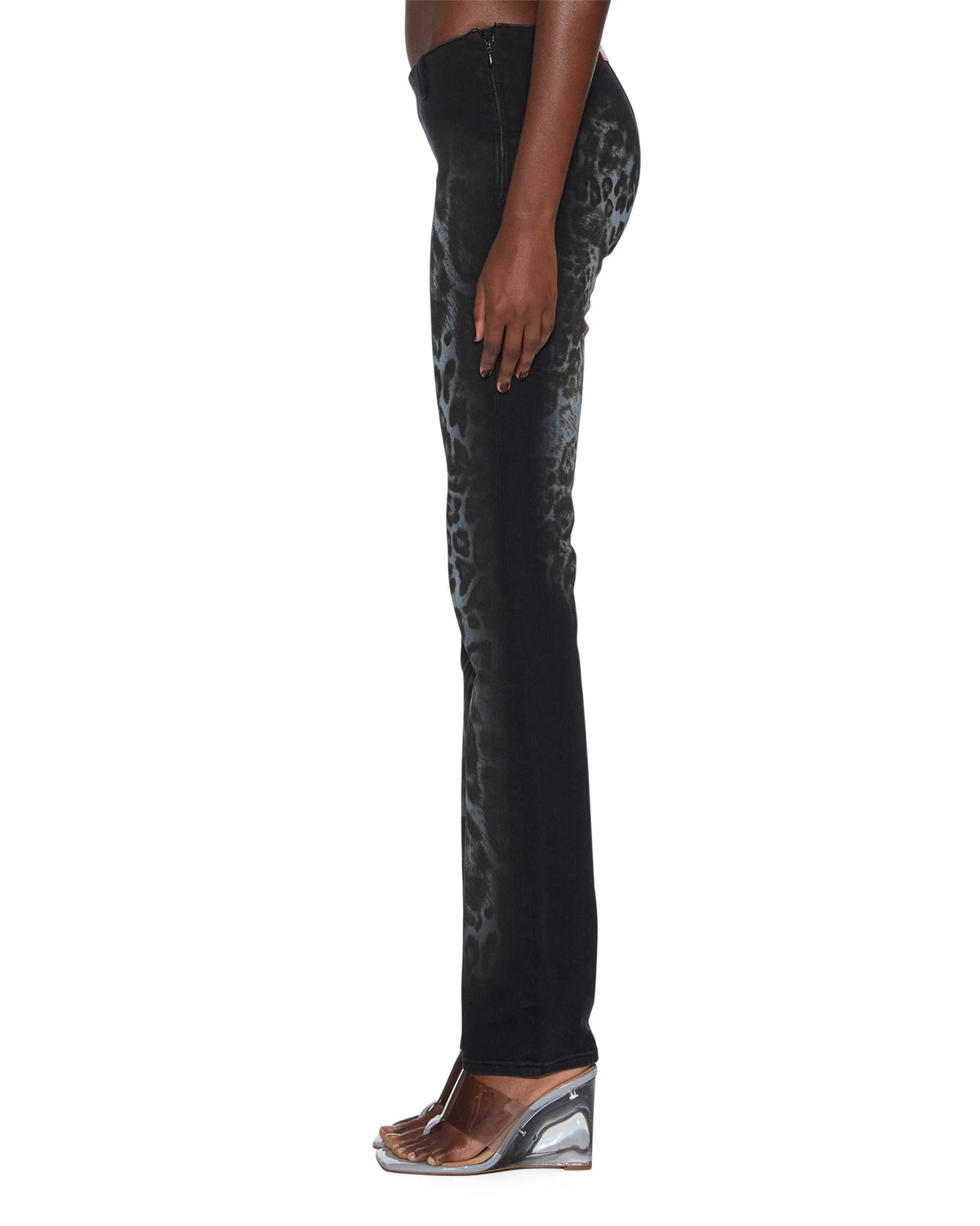 WOMENS MOWALOLA JEAN BLACK CHEETAH DENIM JEANS