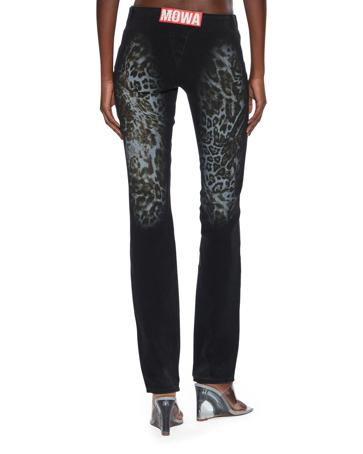 WOMENS MOWALOLA JEAN BLACK CHEETAH DENIM JEANS
