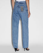 Womens Playback Belted Heritage Straight Denim Jeans - Denim