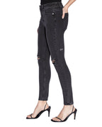 WOMENS SPRAY ON HELL CAT RIPPED DENIM JEANS