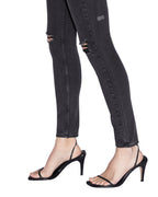 WOMENS SPRAY ON HELL CAT RIPPED DENIM JEANS