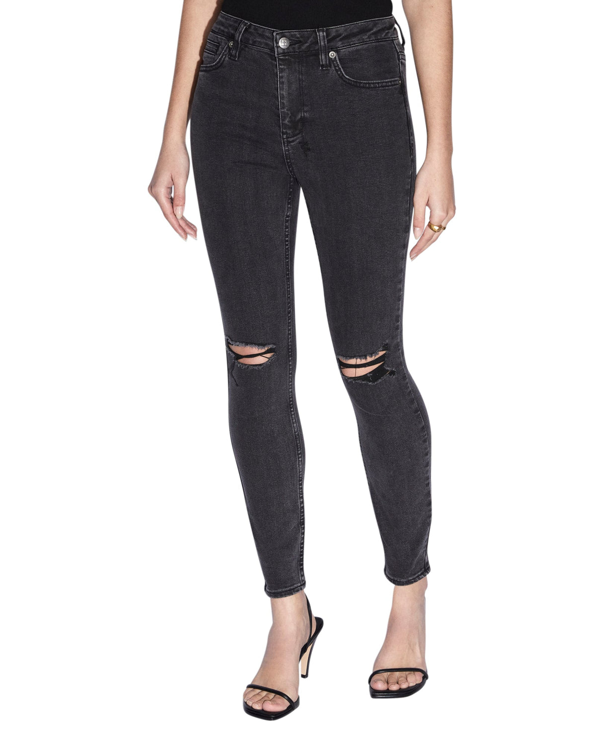 WOMENS SPRAY ON HELL CAT RIPPED DENIM JEANS