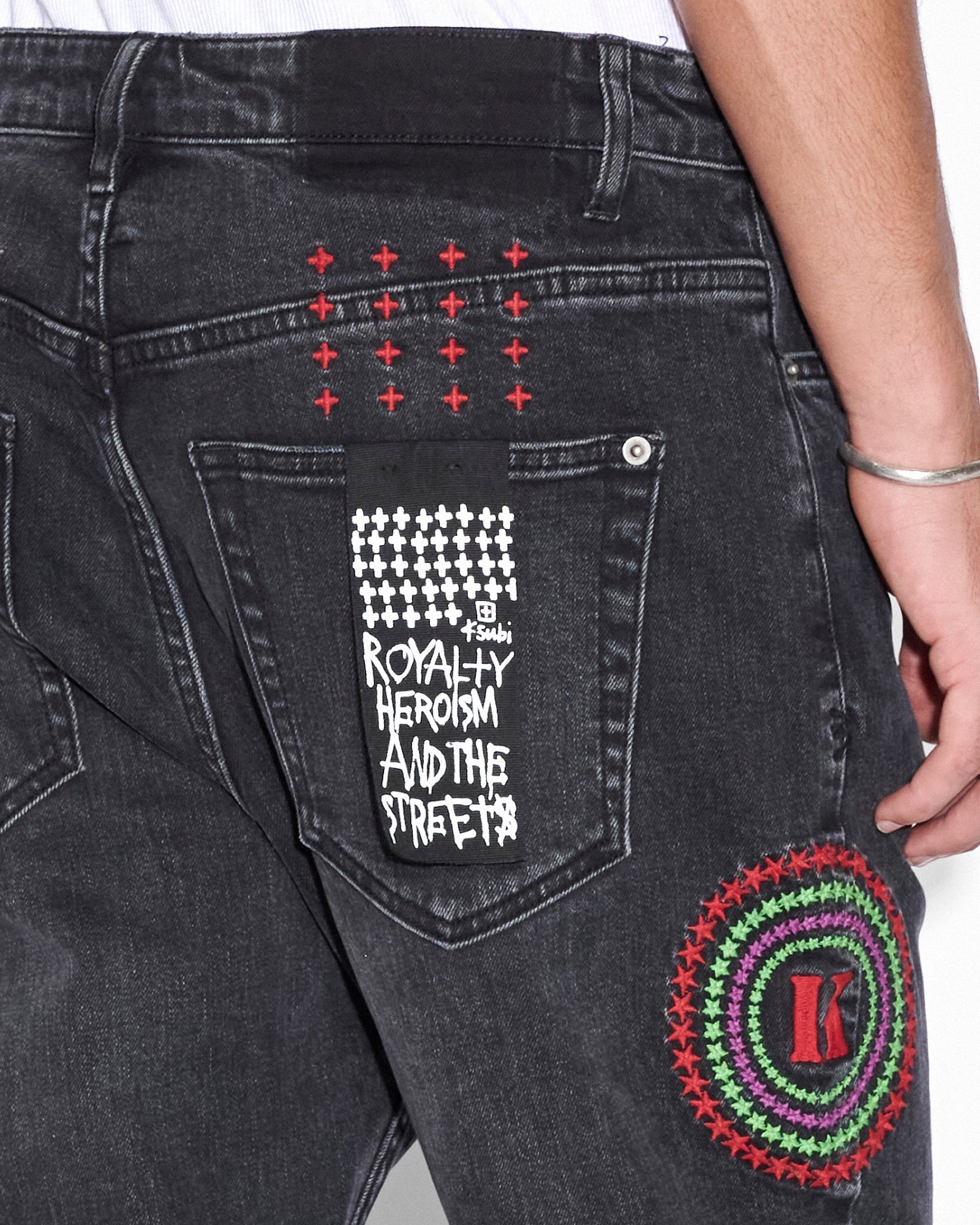 MENS  WOLFGANG STATIC BLACK TAPERED DENIM JEANS