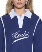 WOMENS PLAYOFF LS POLO JERSEY NAVY FASHION TOPS