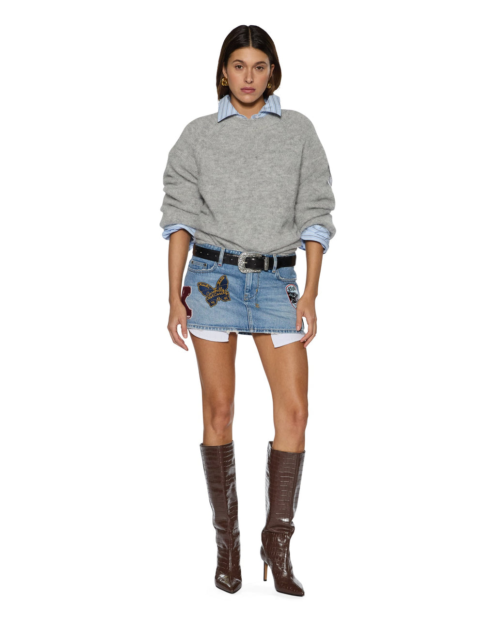Womens Cosy Knit Light Grey Regular Knitwear - Grey