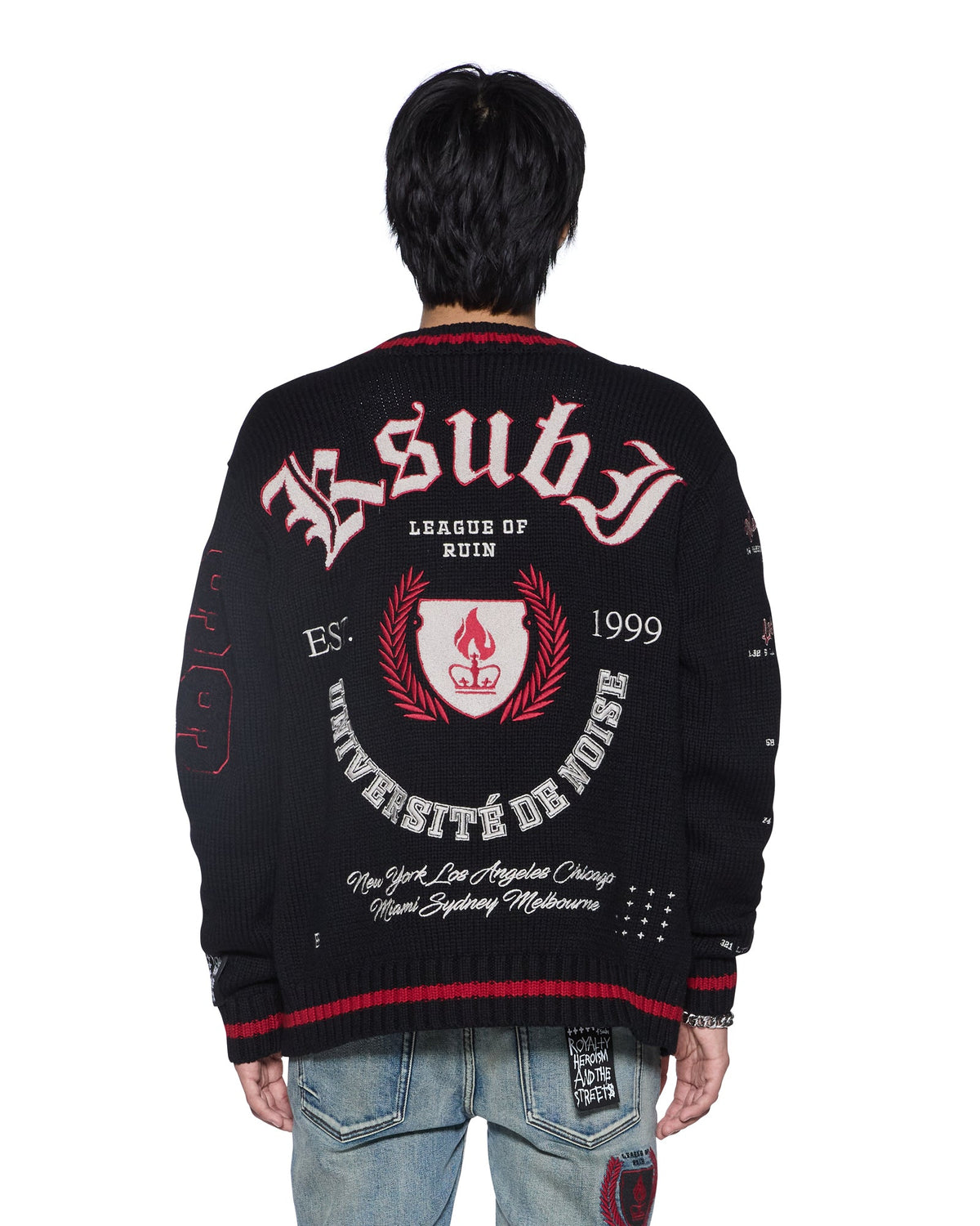 MENS LEAGUE CARDIGAN BLACK KNITWEAR