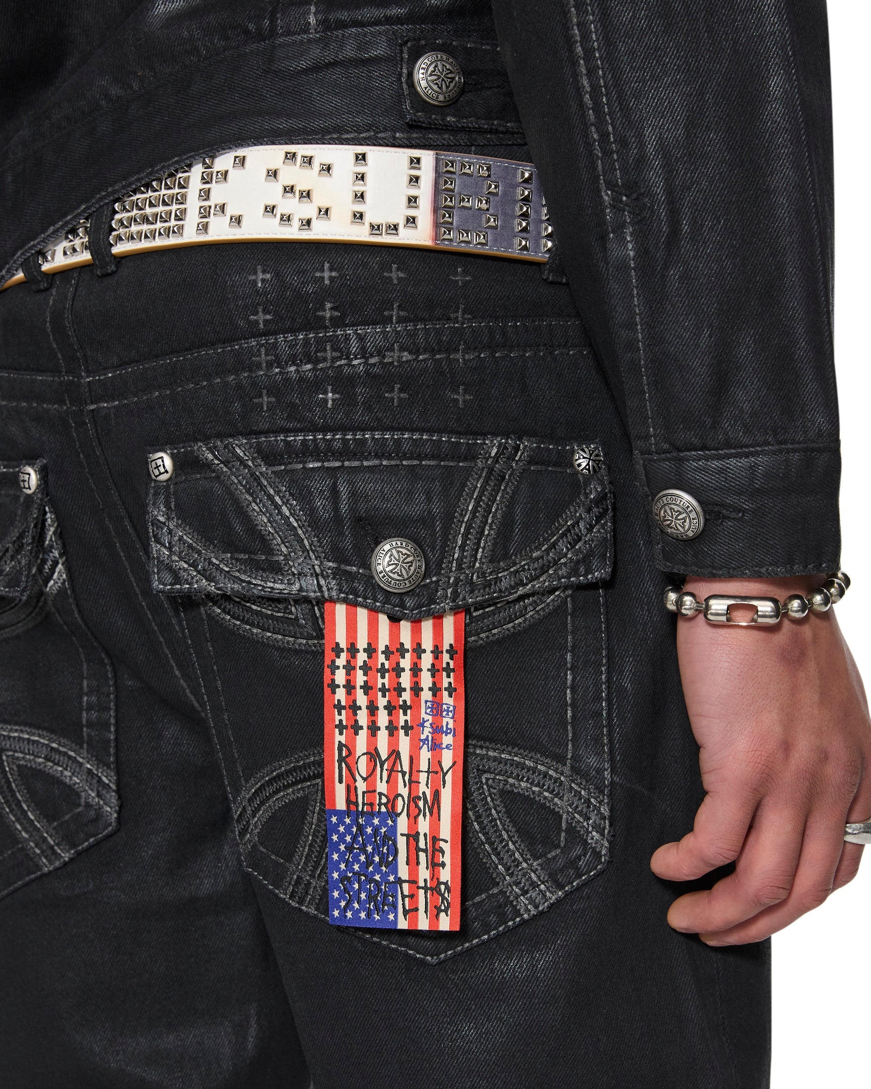  KSUBI X ALICE HOLLYWOOD LEATHER STUDDED FLAG BELT ACCESSORIES