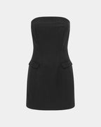 WOMENS LONDON BUSTIER DRESS PINSTRIPE DRESSES