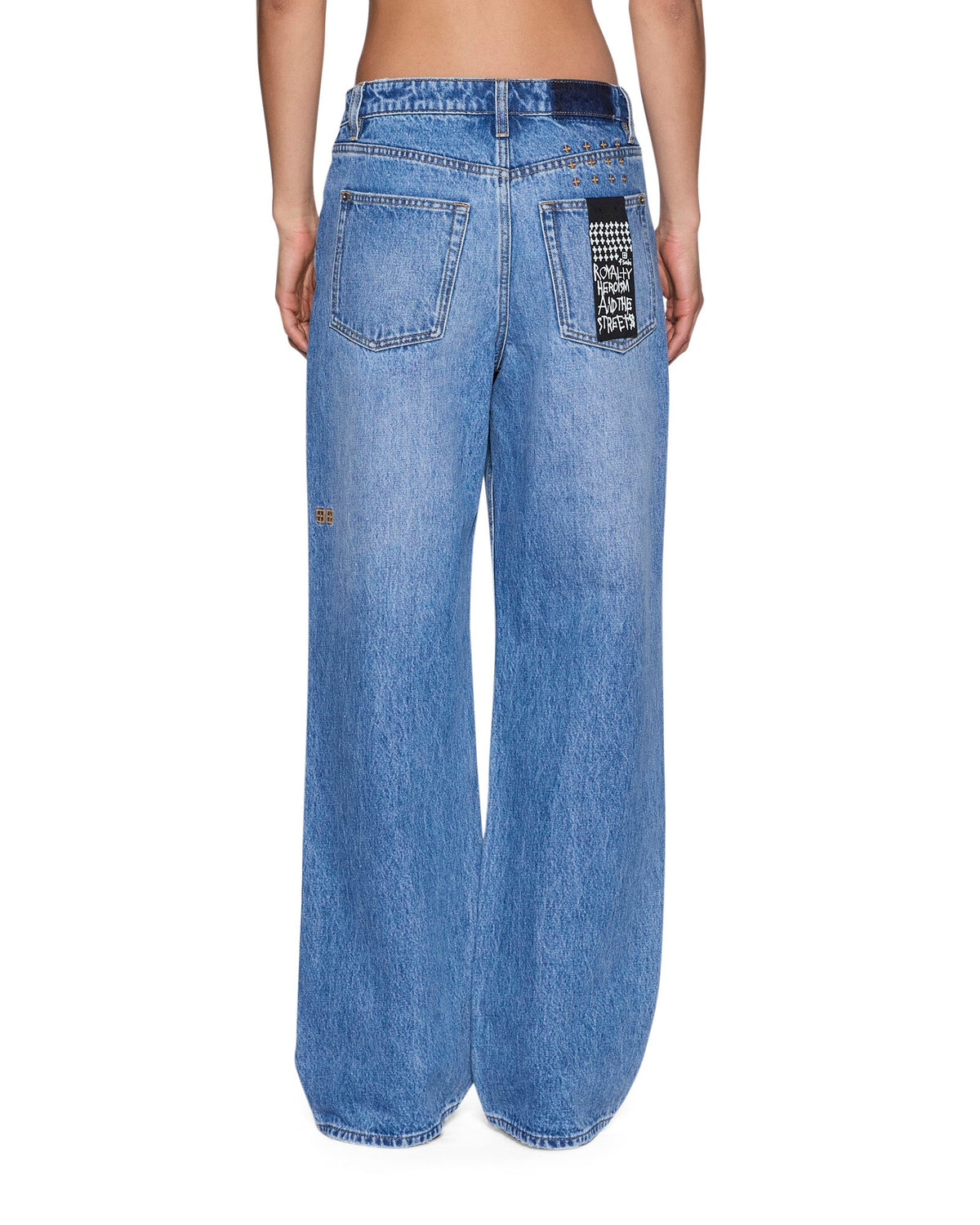 Womens Low Rider Krown Blue Relaxed Straight Denim Jeans - Denim