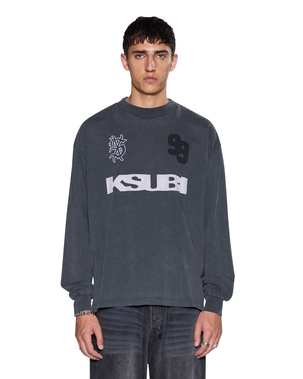Mens Rugged Ekcess Ls Tee Blasted Black Regular Tees - Black
