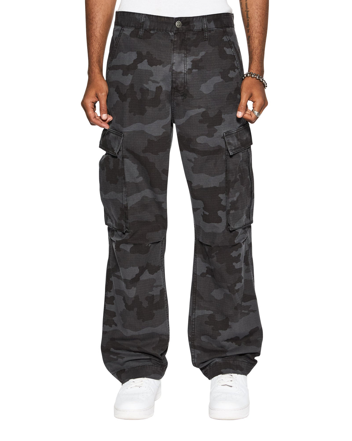 MENS FUGITIVE CARGO BLACK CAMO PANTS