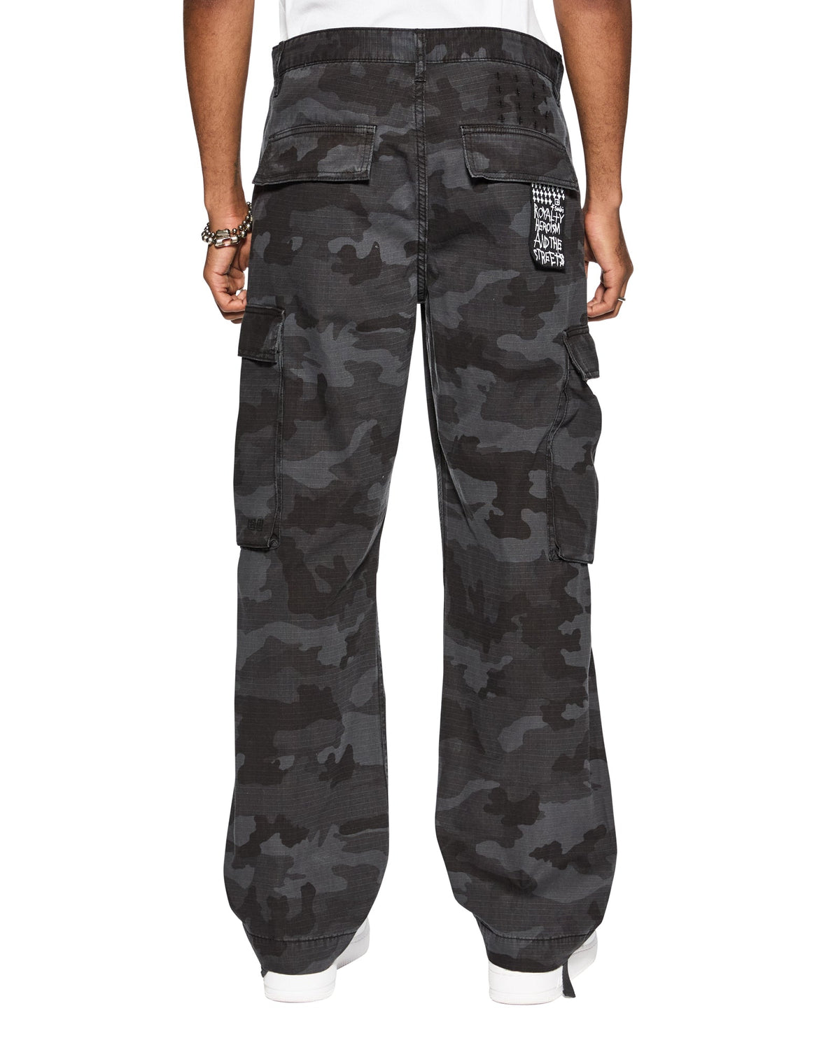MENS FUGITIVE CARGO BLACK CAMO PANTS