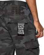 MENS FUGITIVE CARGO BLACK CAMO PANTS