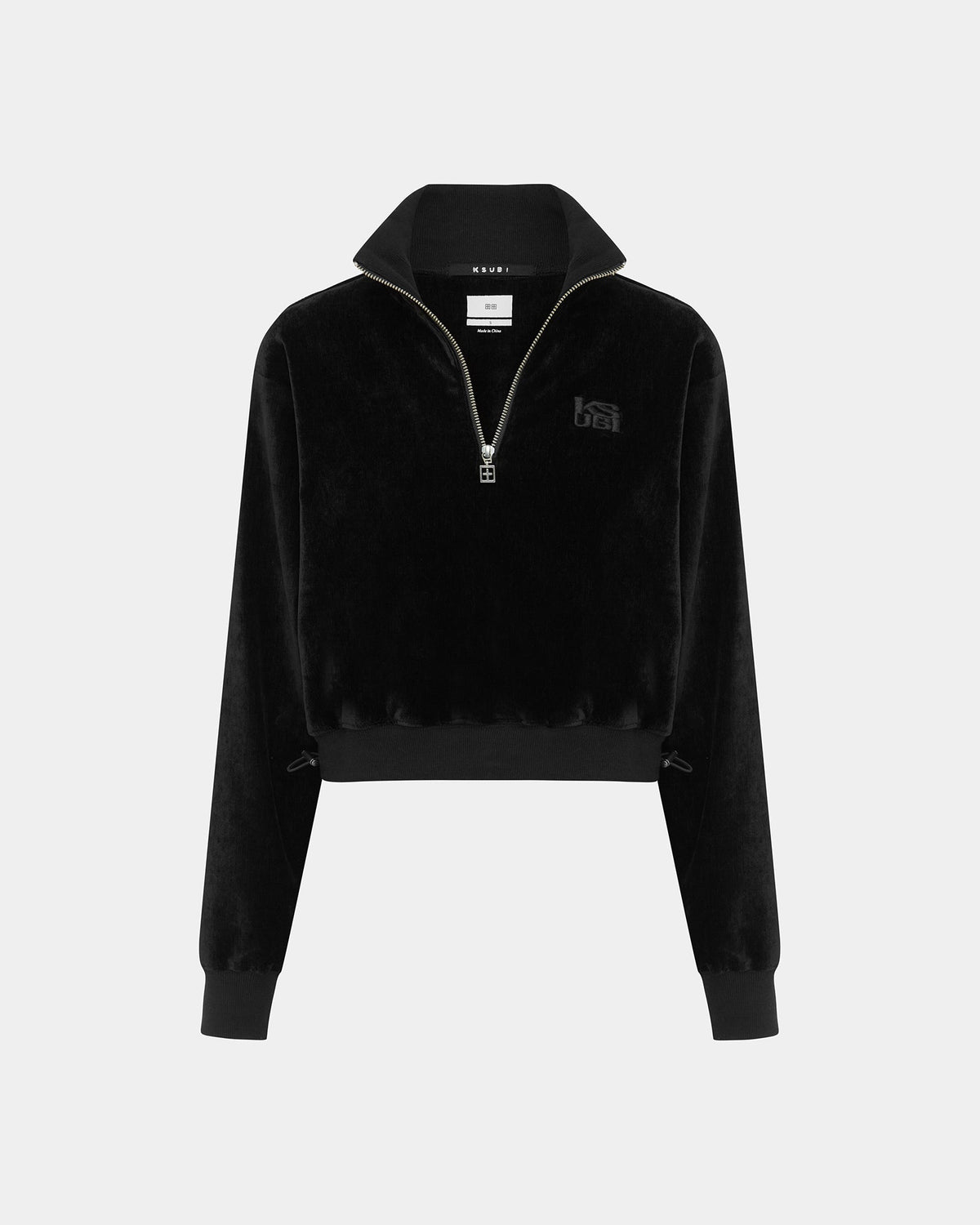 WOMENS RICHIE HALF ZIP CROP BLACK FLEECE
