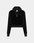WOMENS RICHIE HALF ZIP CROP BLACK FLEECE