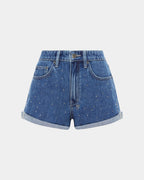 Womens Rollin Out Short Token Krystal Relaxed Walkshorts - Denim