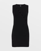 Womens Hex Keyhole Knit Dress Black Fitted Dresses - Black