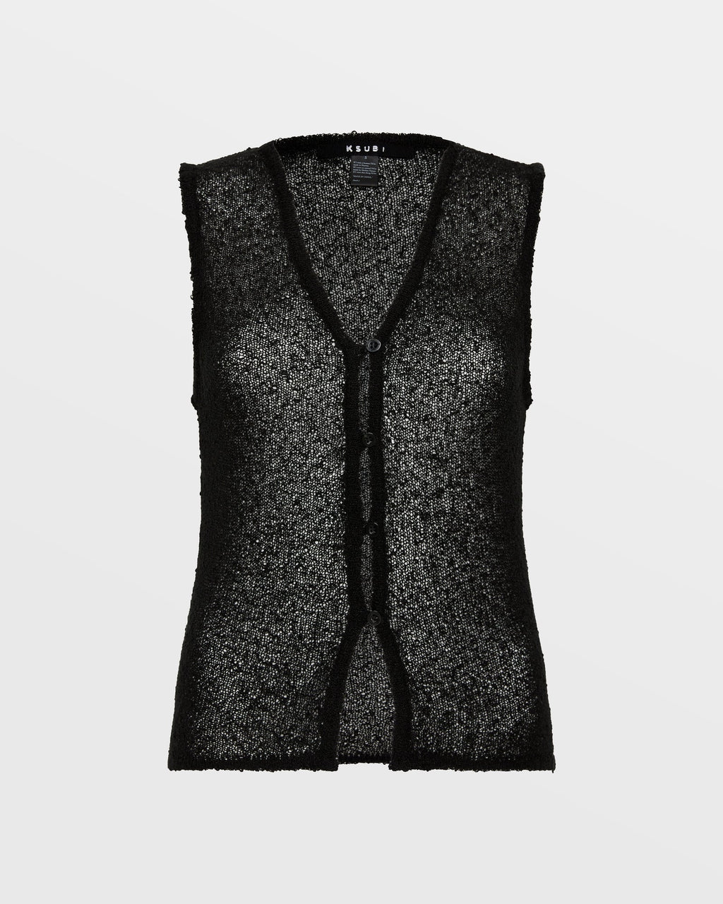 WOMENS DIVIDE KNIT VEST BLACK KNITWEAR