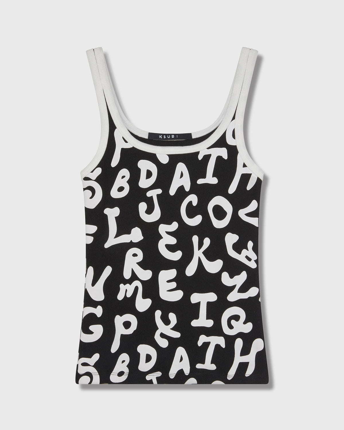 Womens Alphabet Tank Monochrome Fitted Tees - Multi Colour