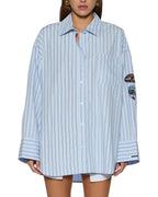 WOMENS ASTRA LS SHIRT BLUE STRIPE BADGE SHIRTS
