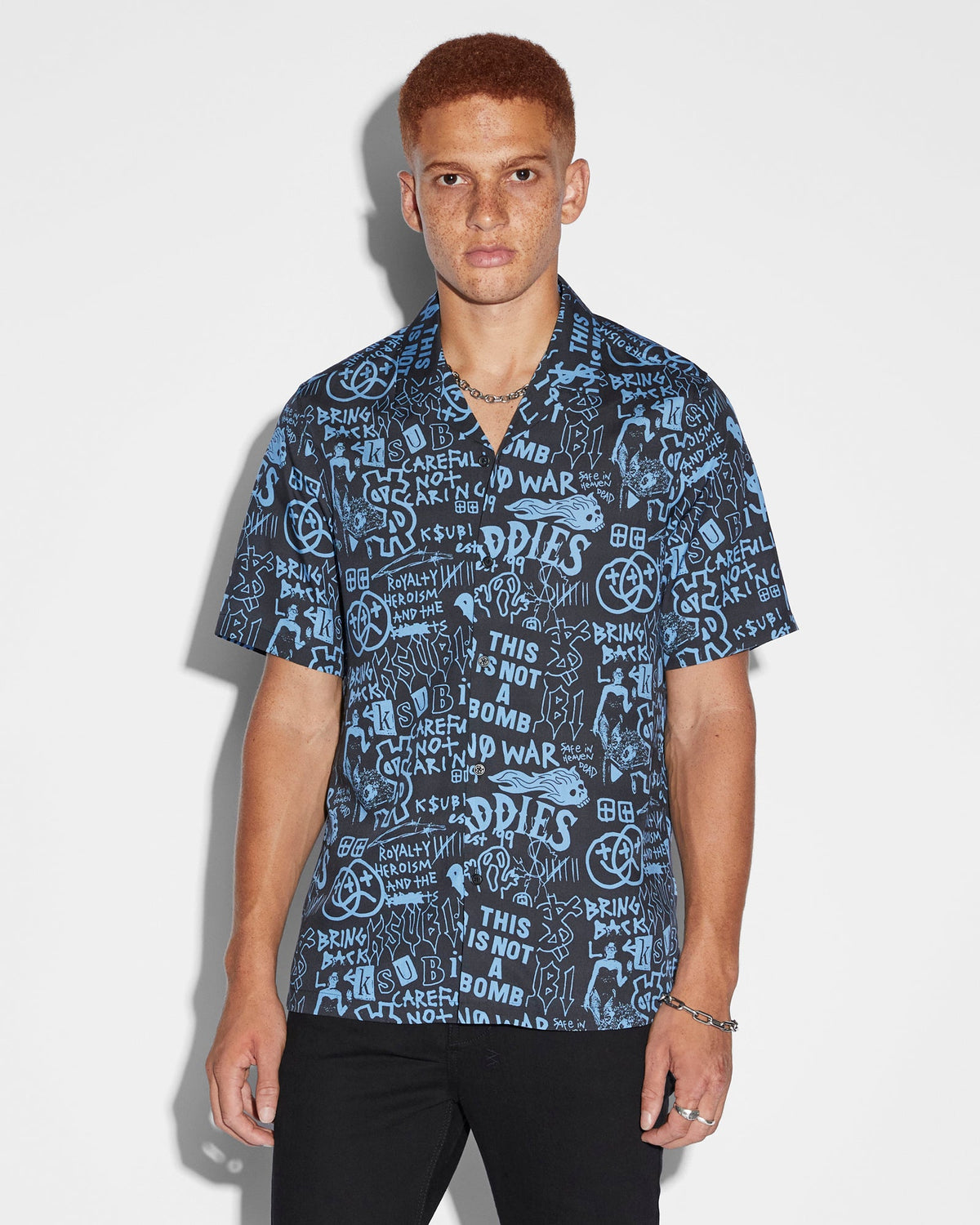 MENS BADDIES RESORT SS SHIRT BLUE SHIRTS
