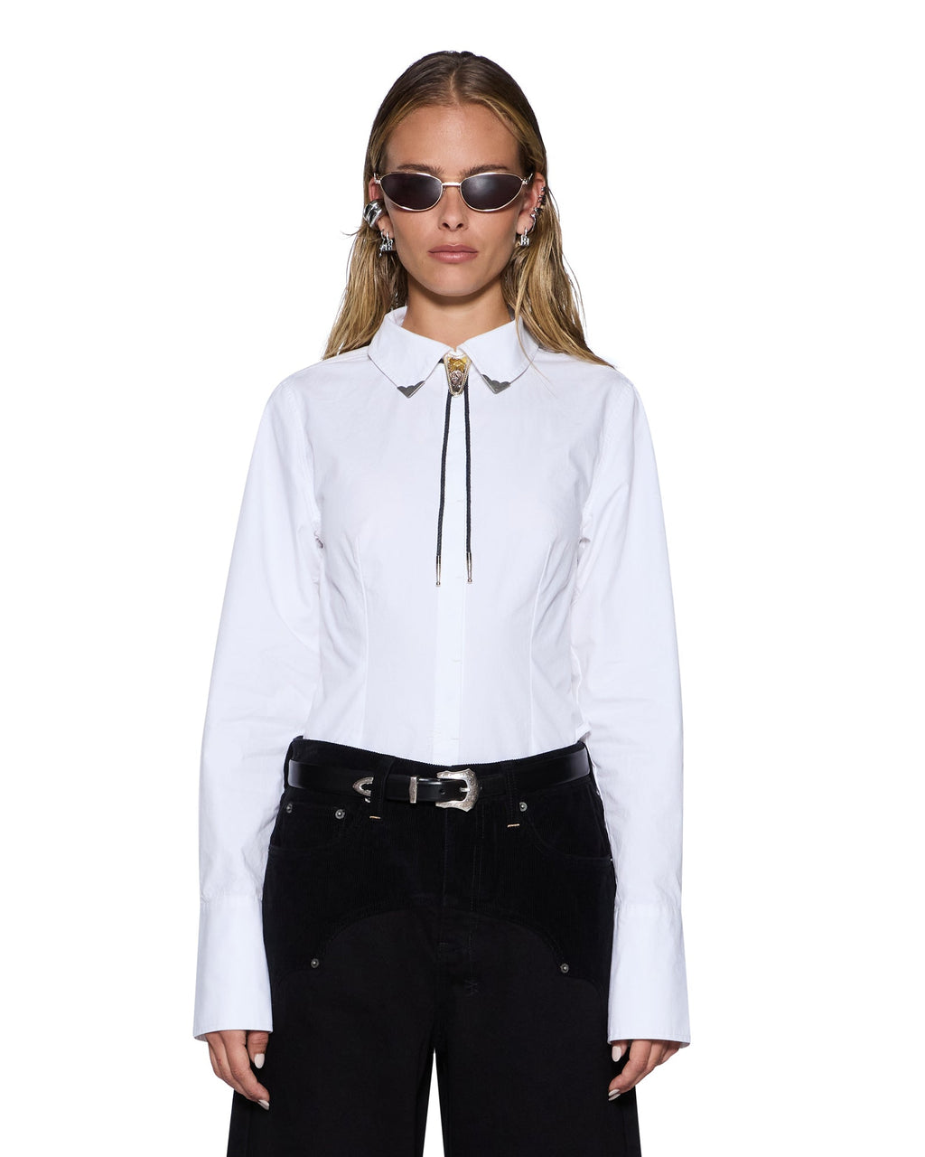 WOMENS DARE OPEN BACK LS SHIRT WHITE SHIRTS