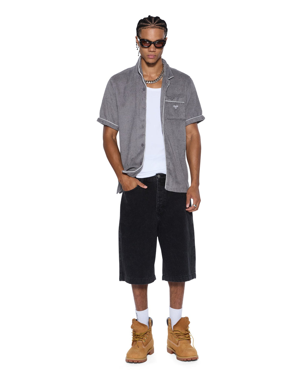 MENS LOUNGE SS RESORT SHIRT CHARCOAL SHIRTS