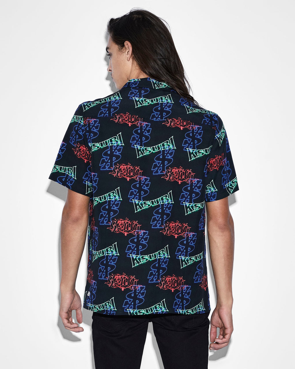 Mens Glow Resort Ss Shirt Black Regular Shirts - White