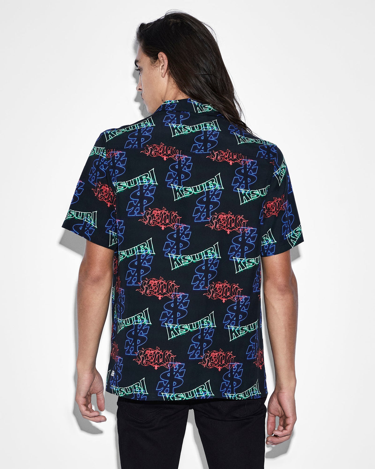 Mens Glow Resort Ss Shirt Black Regular Shirts - White
