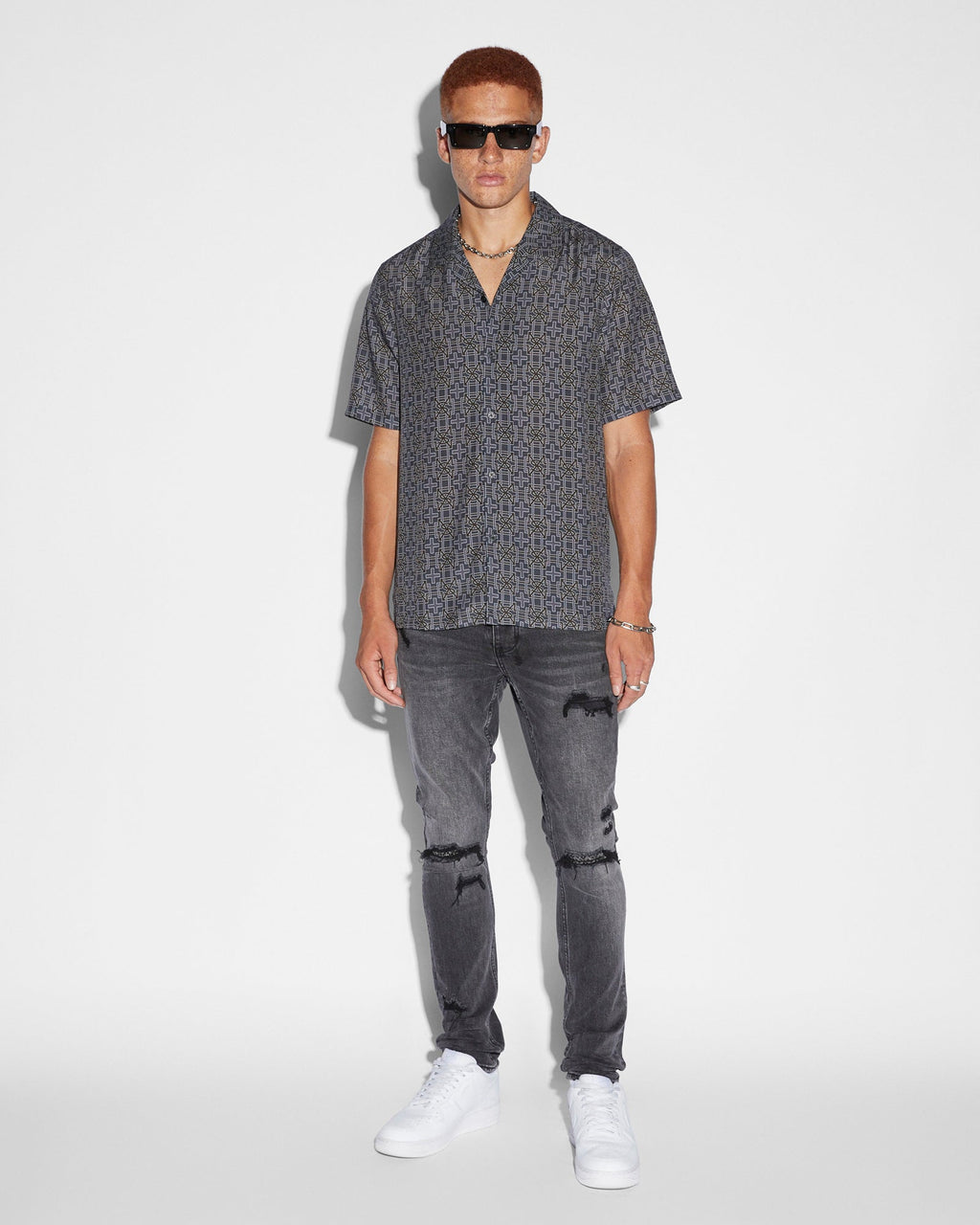 Mens Plus Resort Ss Shirt Navy Regular Shirts - Navy