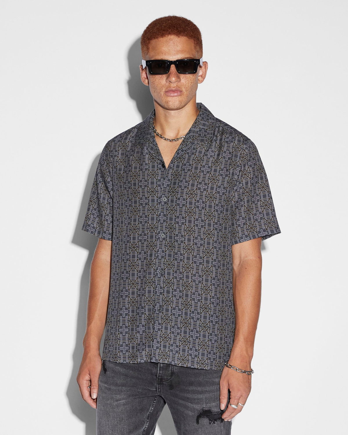 Mens Plus Resort Ss Shirt Navy Regular Shirts - Navy