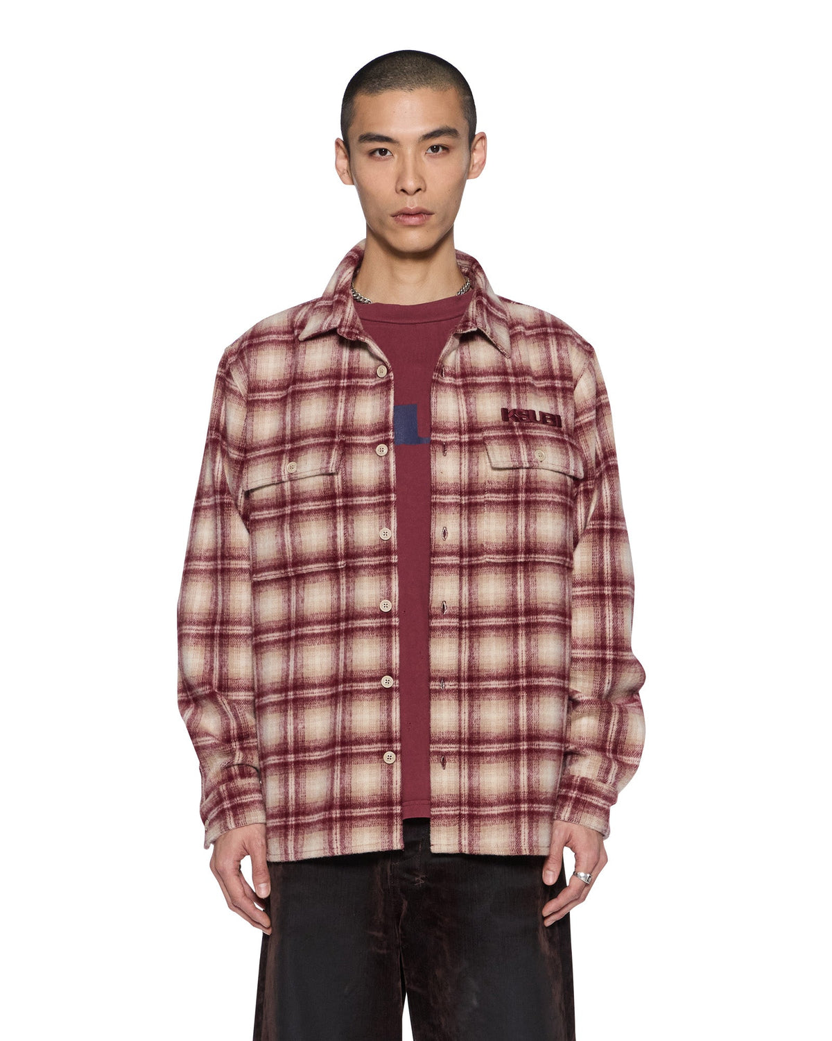 Mens Sott Rosebowl Ls Shirt Burnt Berry Relaxed Shirts - Burgundy