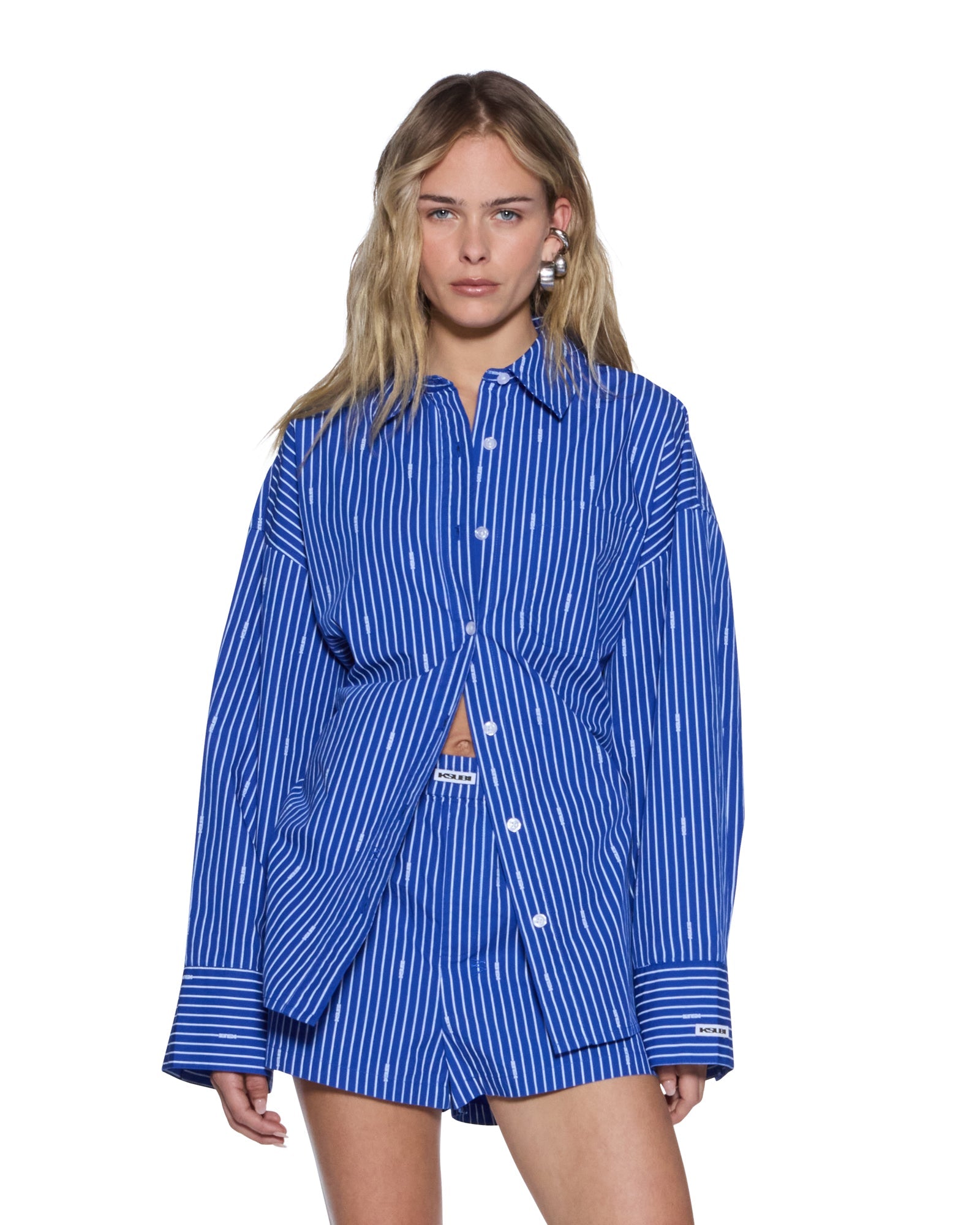 WOMENS  ASTRA SHIRT COBALT STRIPE OVERSIZED SHIRTS