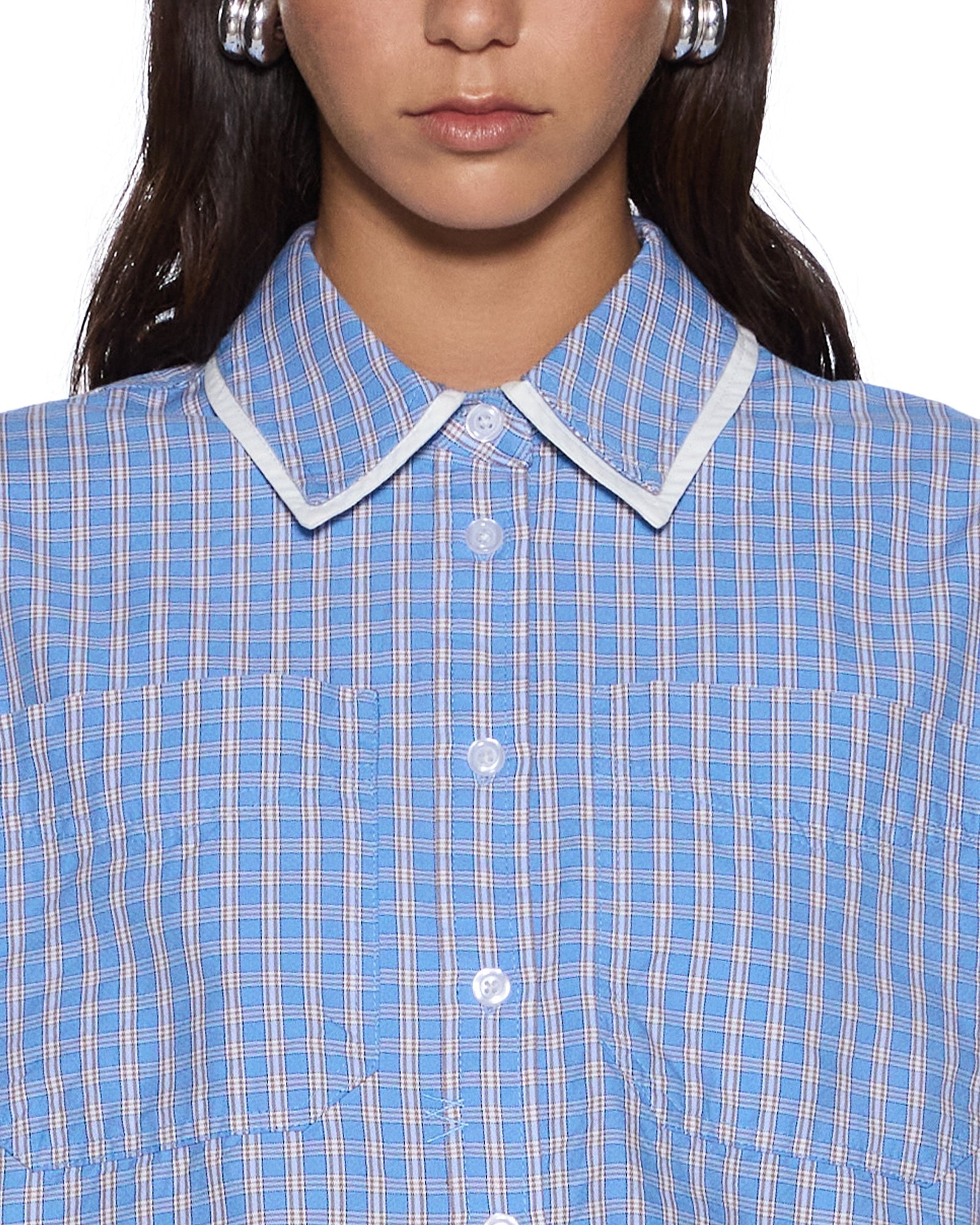 WOMENS  BALTER LS SHIRT BLU CHECK RELAXED SHIRTS