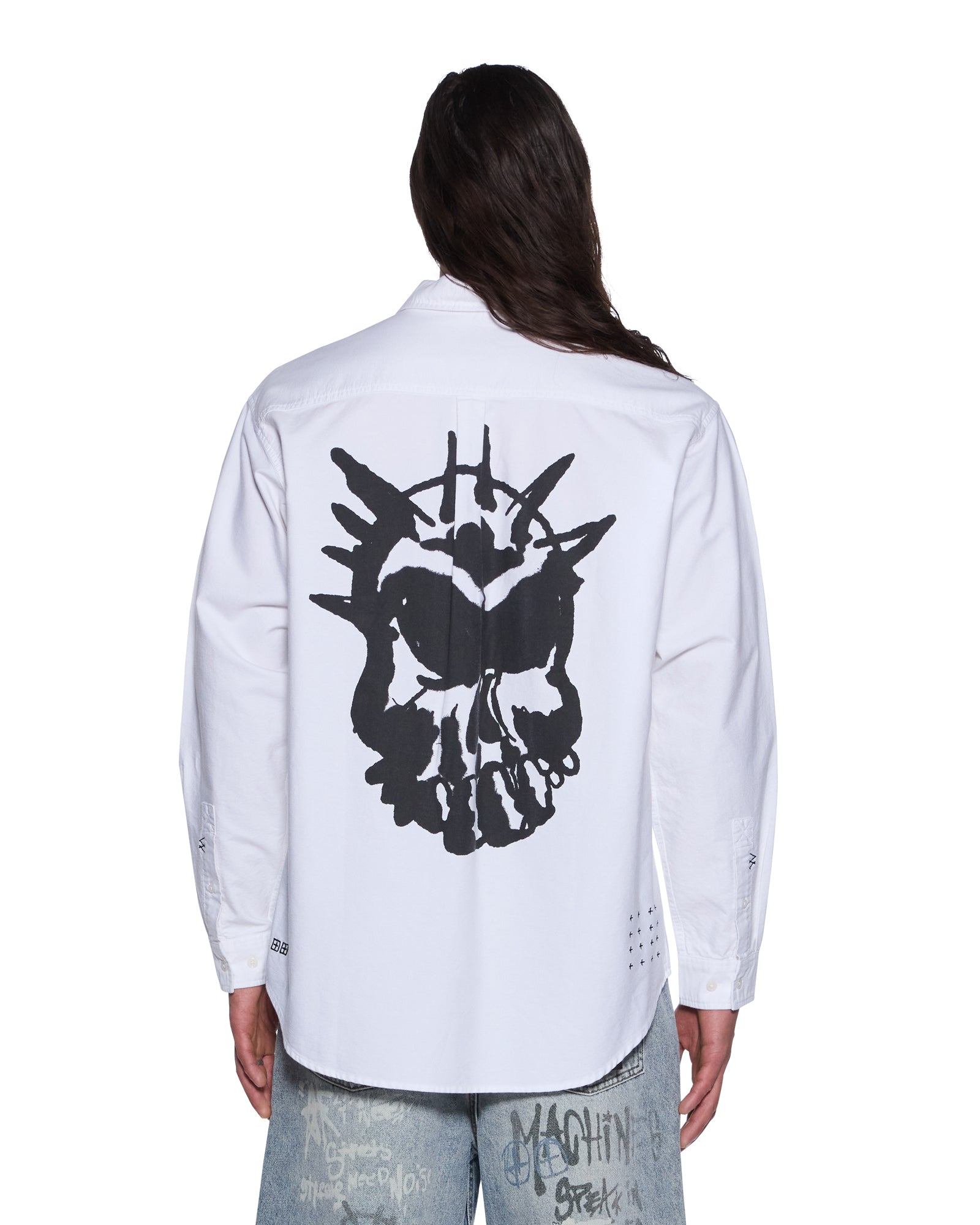 MENS  GRAFFITI ANTI BUTTON DOWN LS SHIRT WHITE REGULAR SHIRTS