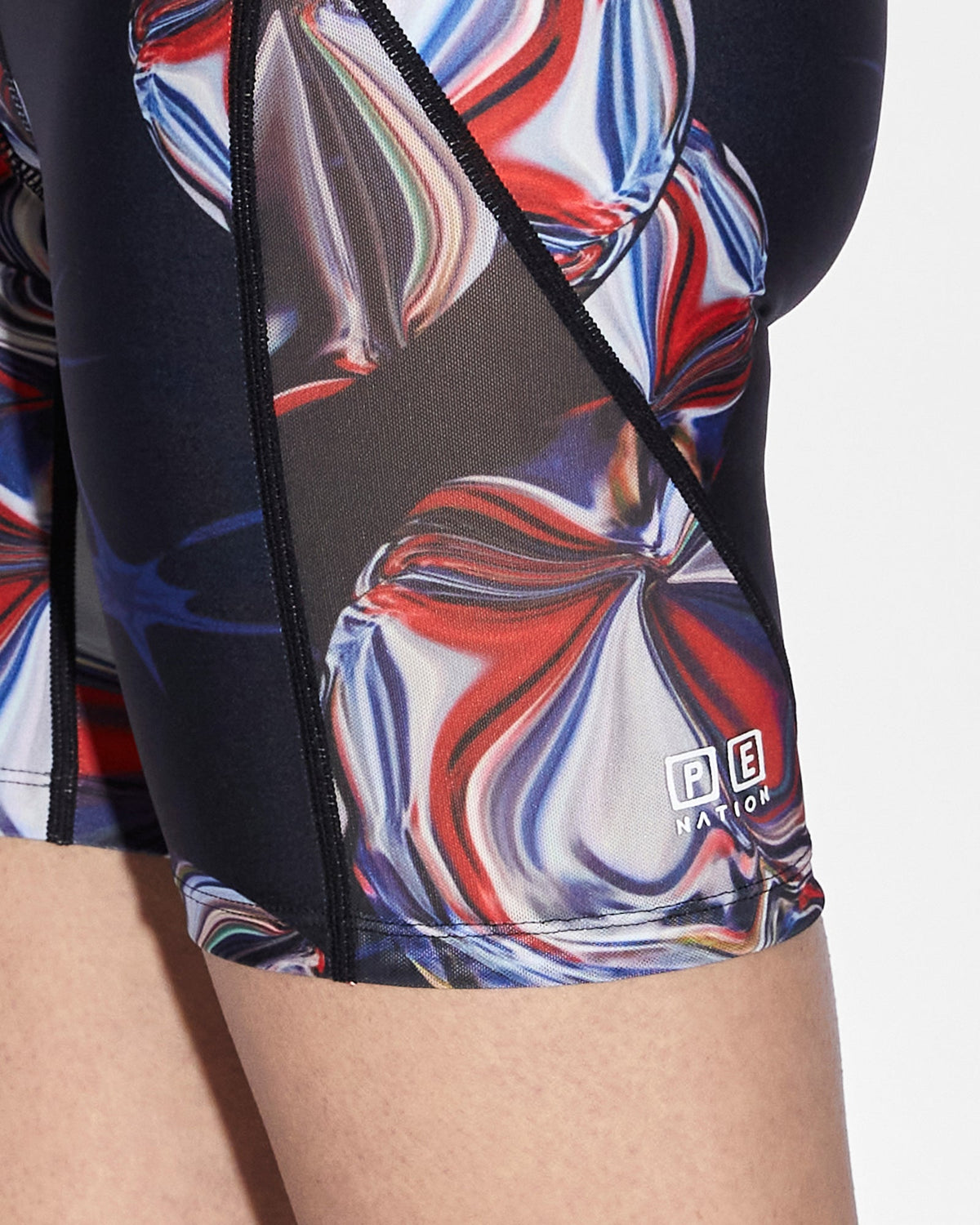 Womens Ksubi X P.e Nation Bike Short Warped Fitted Walkshorts - Multi Colour