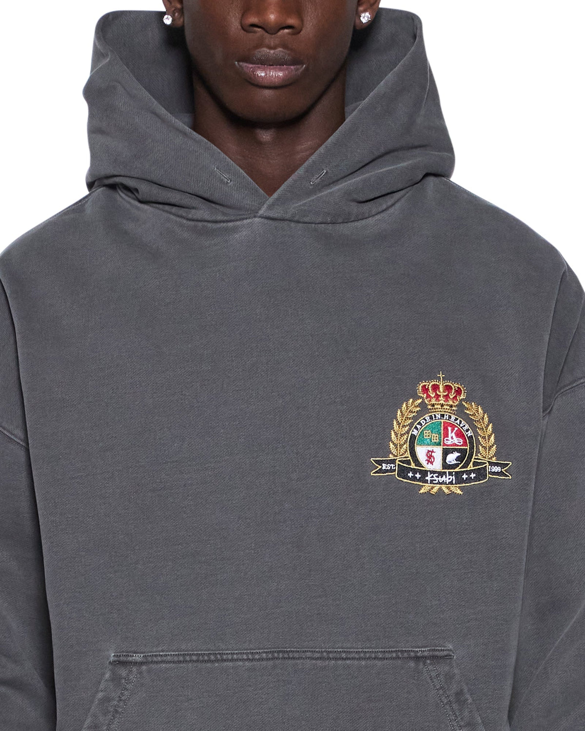 MENS KREST EKCESS HOODIE CHARCOAL FLEECE