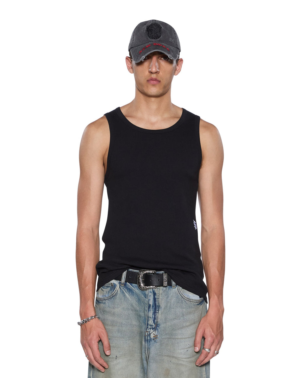 MENS DEBUT SINGLET BLACK TEES