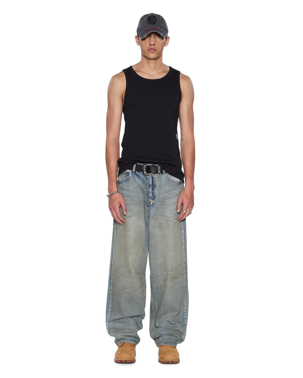 MENS DEBUT SINGLET BLACK TEES