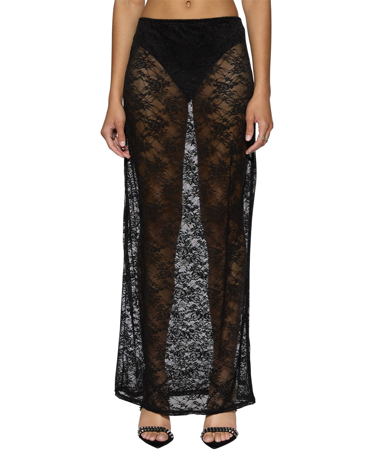 VENEDA SLIP SKIRT BLACK LACE