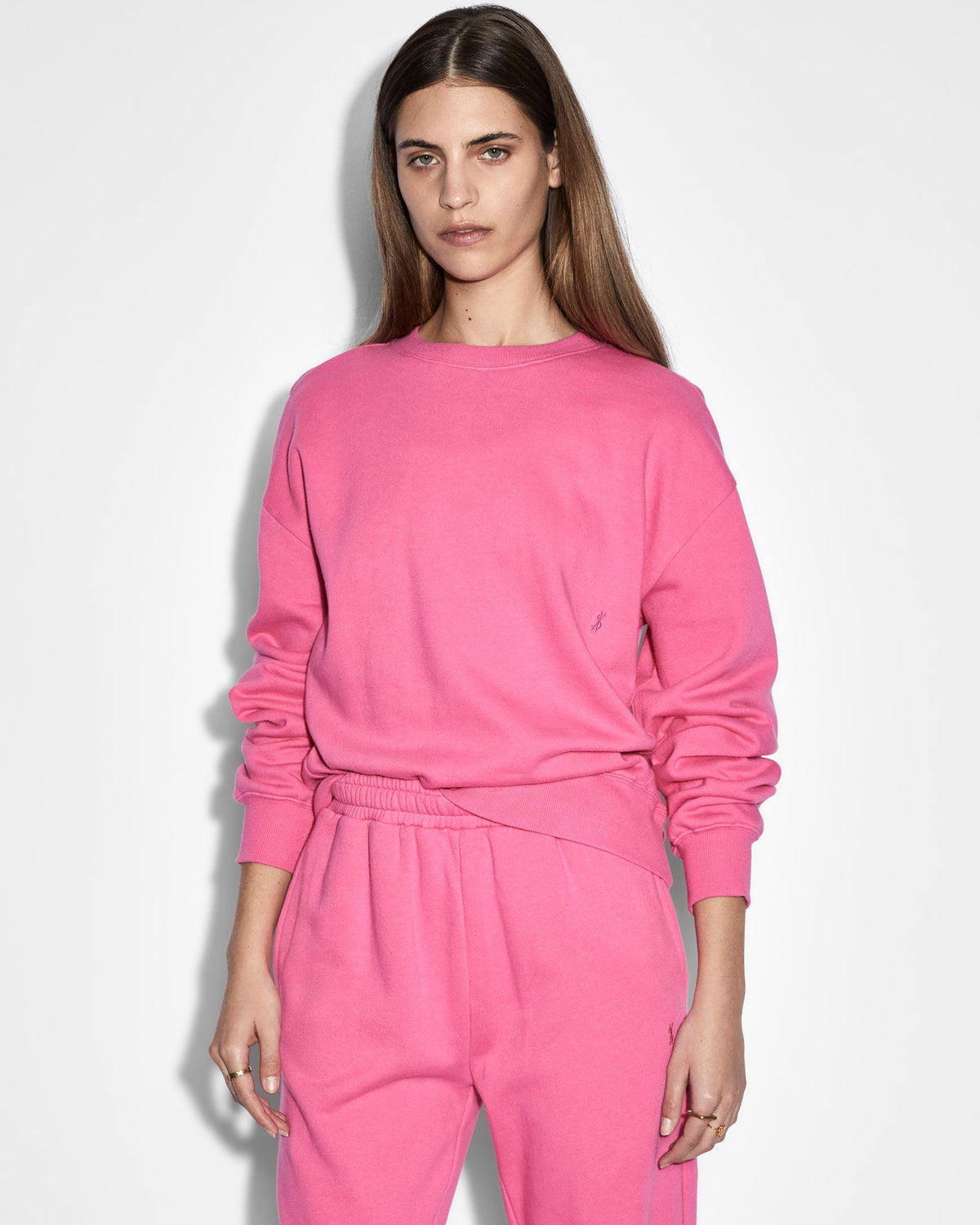 Womens 3x4 Klassic Crew Hype Pink Regular Fleece - Pink